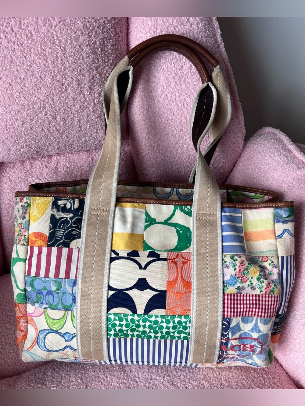 Coach Hamptons Weekend Patchwork Vintage Tote Bag - Picture 2 of 9